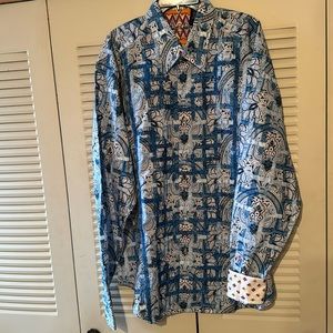 Men’s Robert Graham 2XLT blue and white shirt